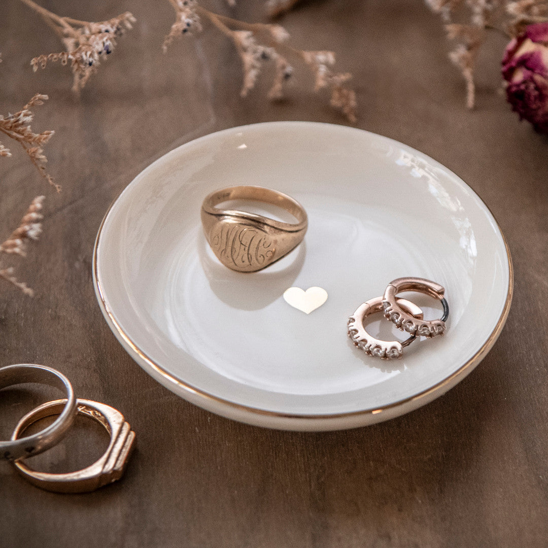 Gold Heart Trinkets and Jewelry Dish