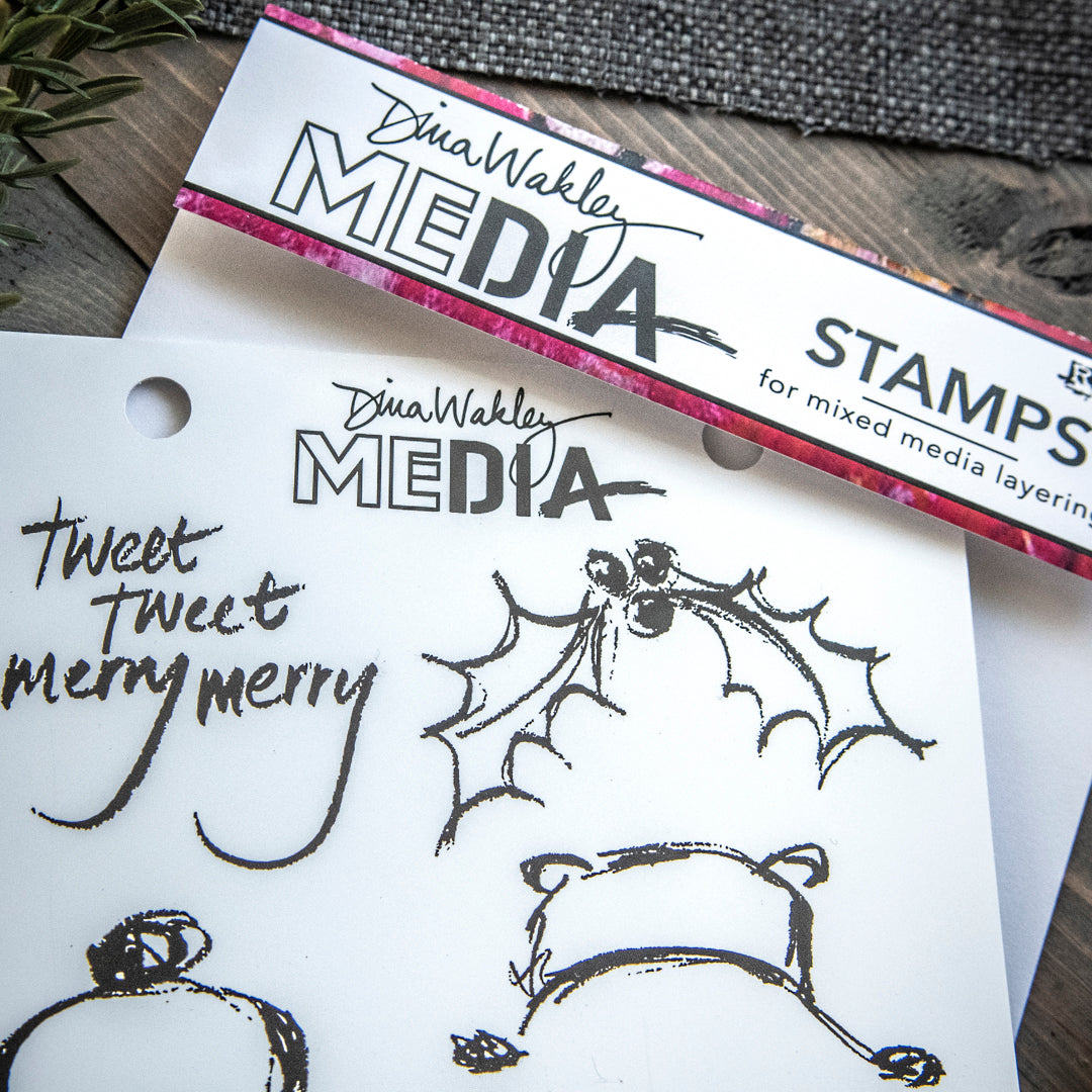 Dina Wakley Scribbly Holiday Birdie Stamp Set 2 by Ranger Ink
