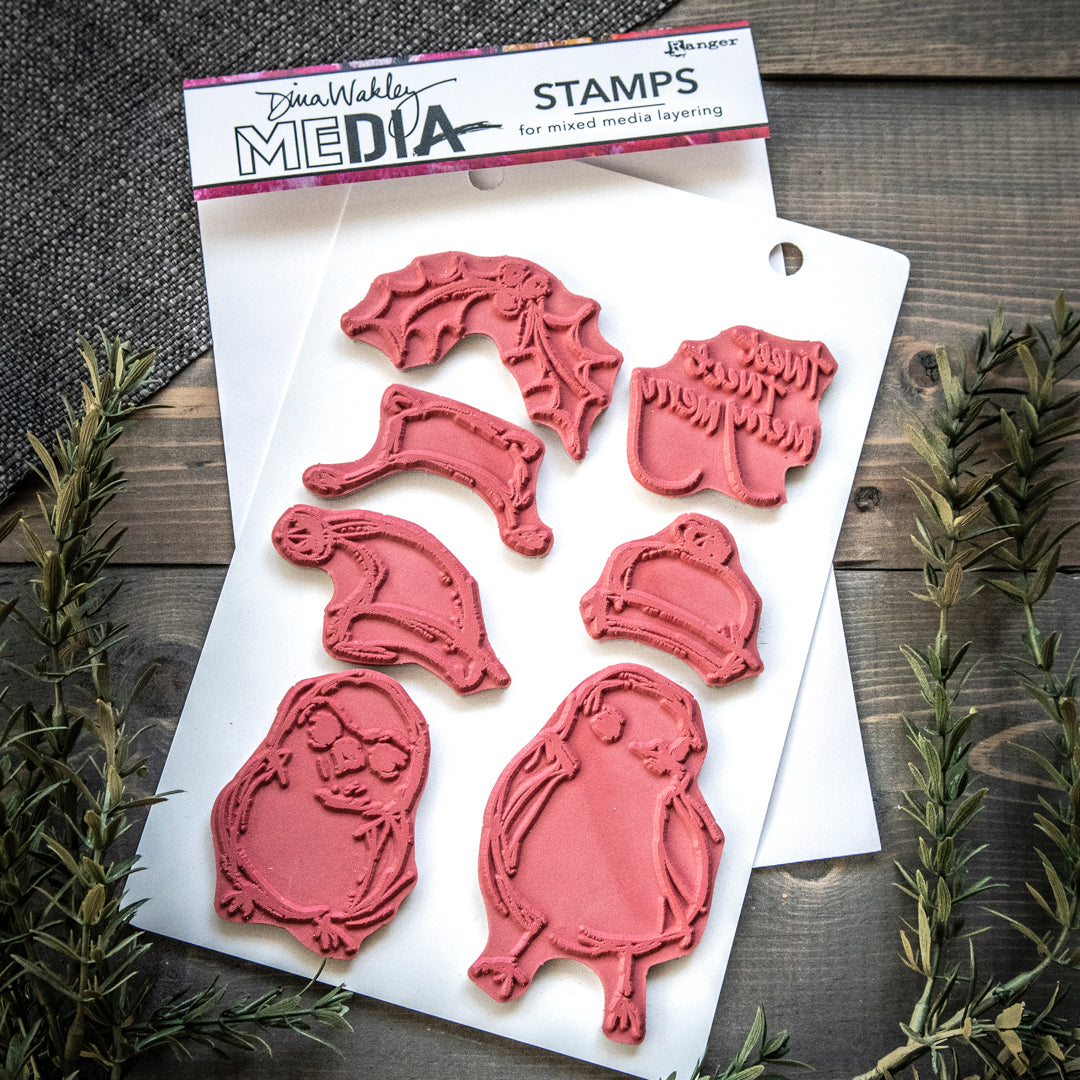 Dina Wakley Scribbly Holiday Birdie Stamp Set 2 by Ranger Ink