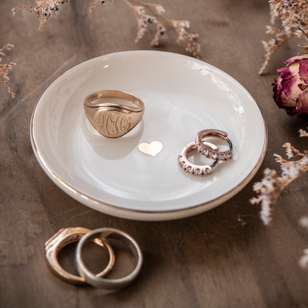 Gold Heart Trinkets and Jewelry Dish