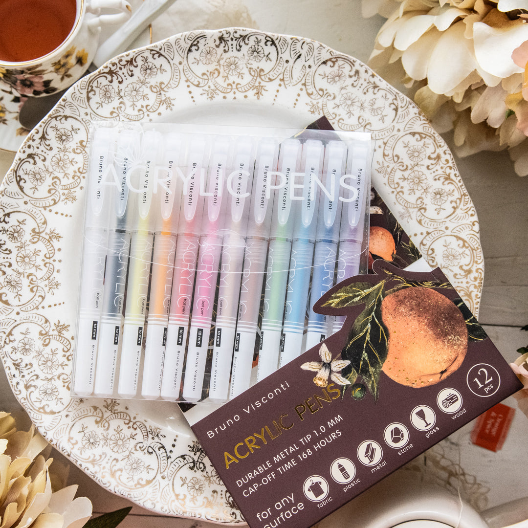 Bruno Visconti Acrylic Pens 12 Colors - Citrus