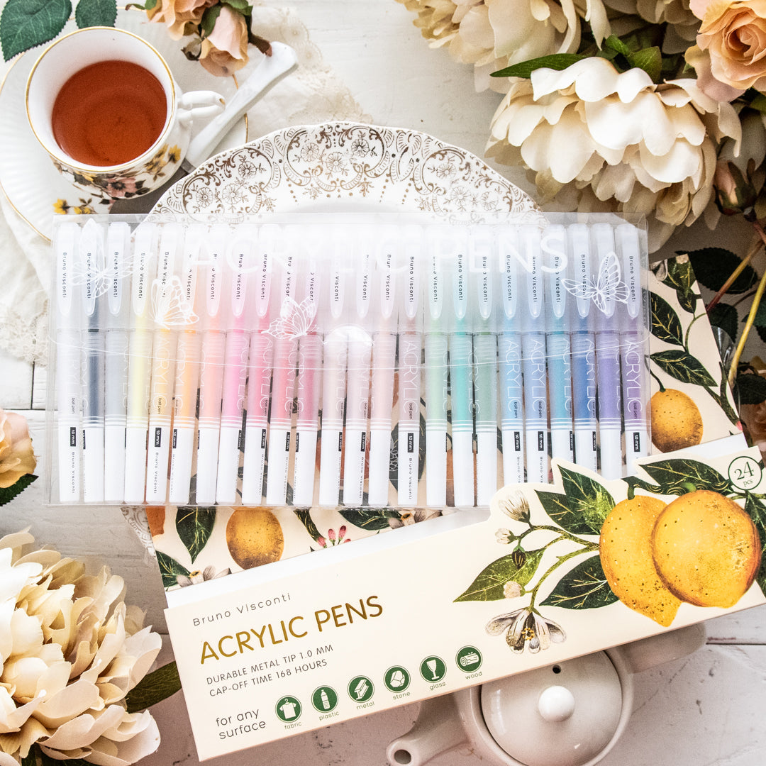 Bruno Visconti Acrylic Pens 24 Colors - Citrus