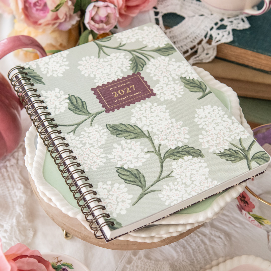 2027 Sage Hydrangea 12-Month Softcover Spiral Planner